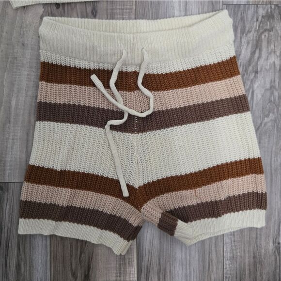 Shein 2 Piece Knitted Shorts And Sweater Striped Sz M - Picture 7 of 11